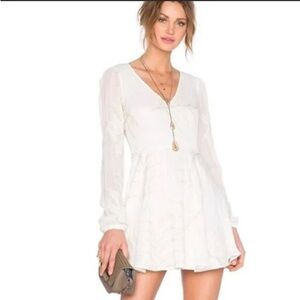 Lovers + Friends White Embroidered Fern Fit/Flare Dress